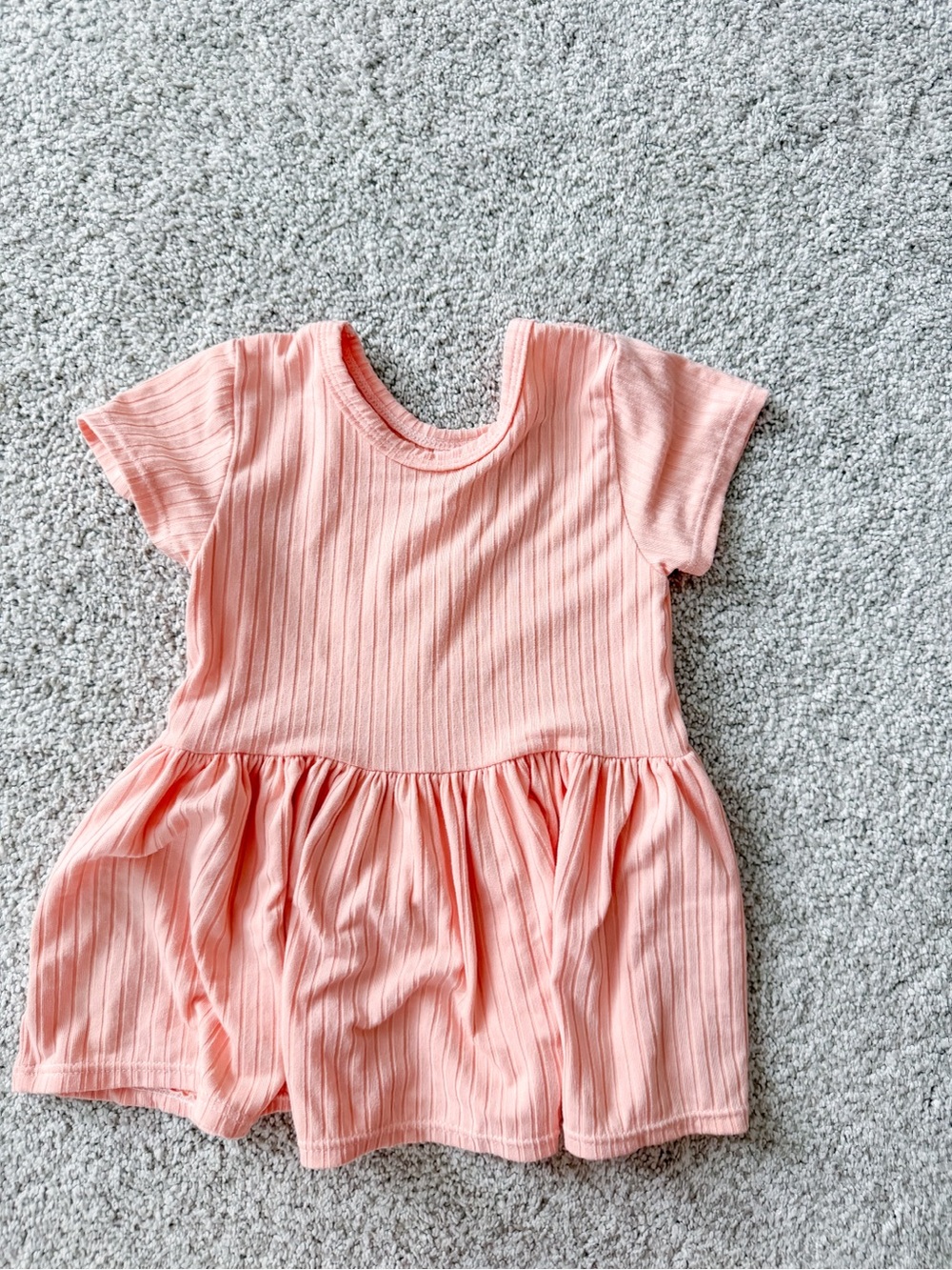 Girls' Ribbed Peach Pink Peplum Top